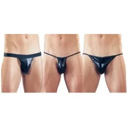 Svenjoyment Underwear 3-Delige Wetlook String Set