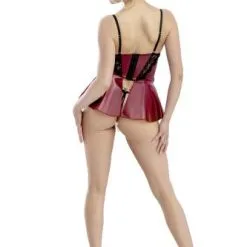 Abierta Fina Korset Met Aangehecht Rokje En Bijpassende String - Rood