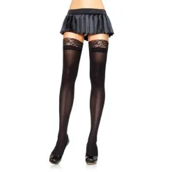 LEG AVENUE Nylon Kousen Met Luxe Kanten Top - Zwart