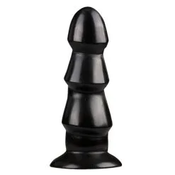 All Black Zwarte Anaal Dildo Met Ribbels