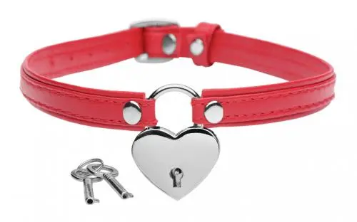 Master Series Heart Lock - Collar Met Sleutels - Rood