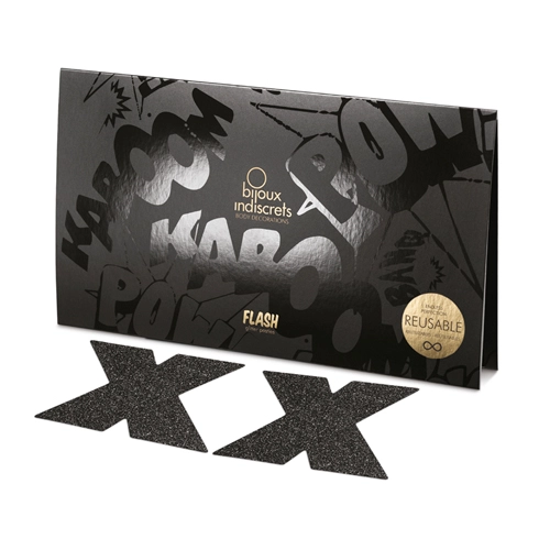 Bijoux Indiscrets Flash Cross Tepelstickers - Zwart - Afbeelding 3