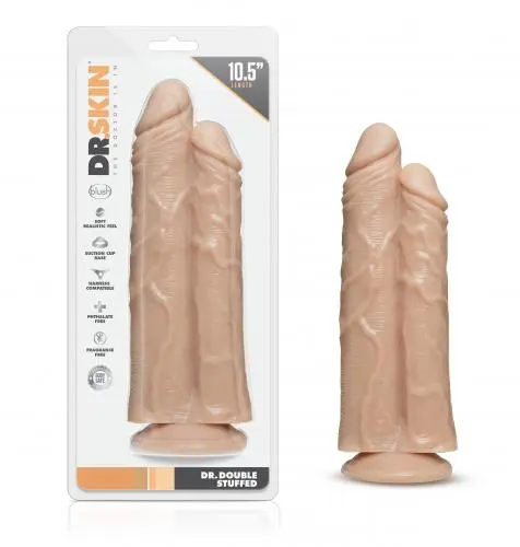 Dr. Skin - Double Trouble - Dubbele Dildo 26 Cm - Vanilla - Afbeelding 3