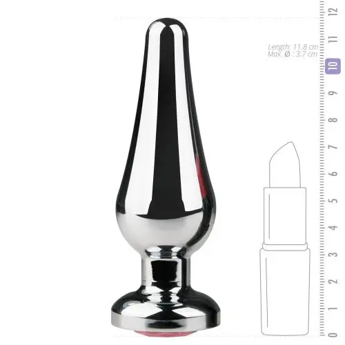 Easytoys Anal Collection Zilverkleurige Metalen Buttplug Met Roze Diamant - Afbeelding 4