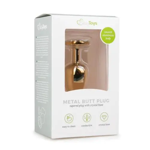 Easytoys Anal Collection Goudkleurige Metalen Buttplug Met Transparante Steen - Afbeelding 2