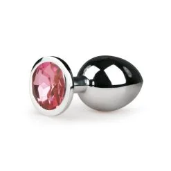 Easytoys Anal Collection Metalen Buttplug Met Roze Kristal - Zilverkleurig