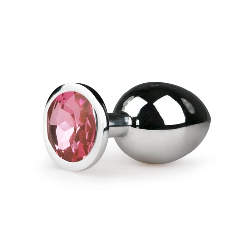 Easytoys Anal Collection Metalen Buttplug Met Roze Kristal - Zilverkleurig