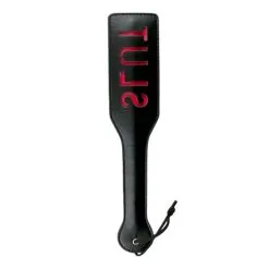 Easytoys Fetish Collection Zwarte Leren Paddle - Slut