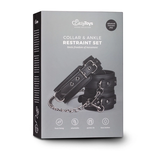 Easytoys Fetish Collection Kunstleren Halsband Met Enkelboeien - Afbeelding 3