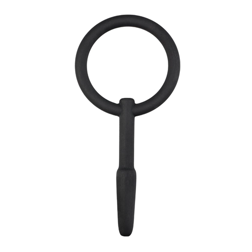 Sinner Gear Holle Siliconen Penisplug Met Grote Trekring - Zwart