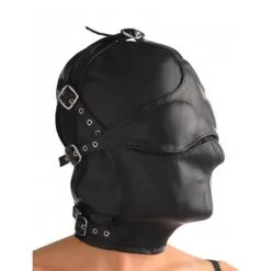 Strict Leather Lederen Kap Met Afneembare Blinddoek En Snuit
