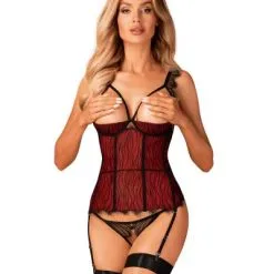 Obsessive Denissa Corset And Thong - Red