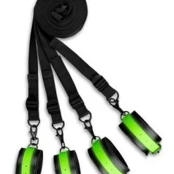 Ouch! Glow In The Dark Bed Bevestigingsset - Neon Groen/zwart